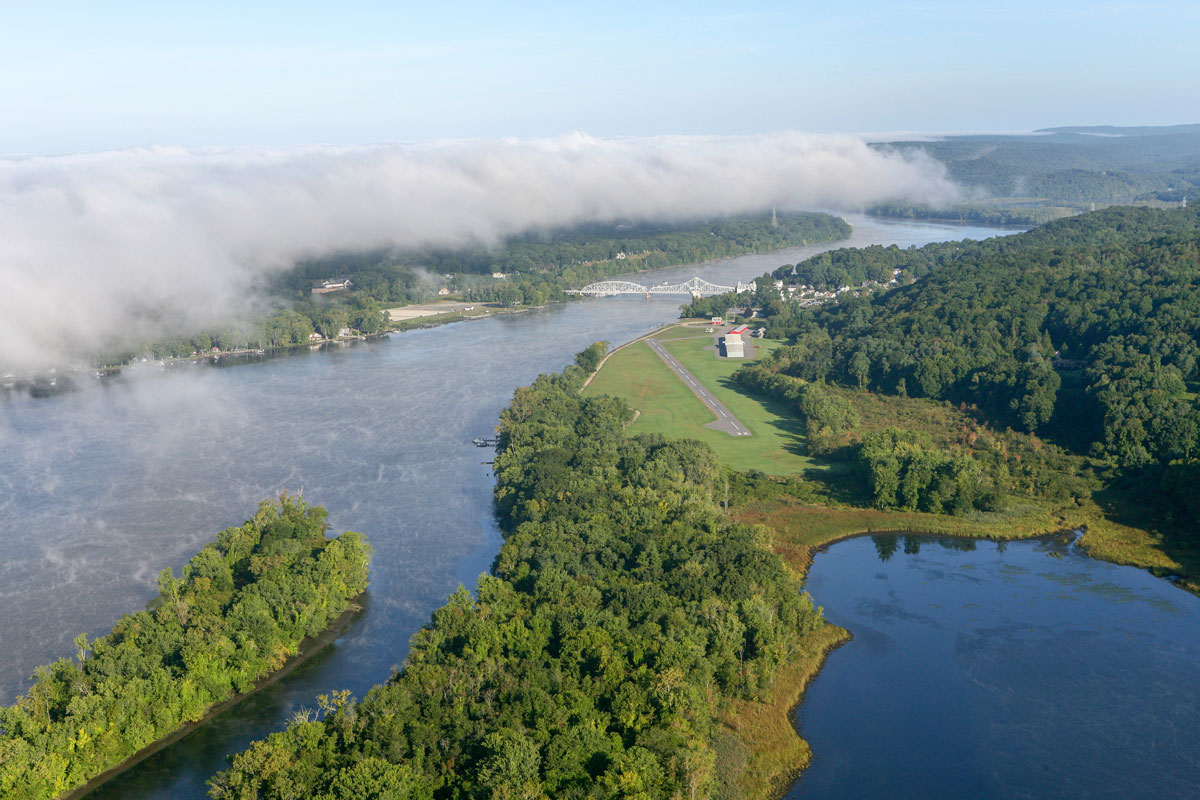 aerial photo of the river